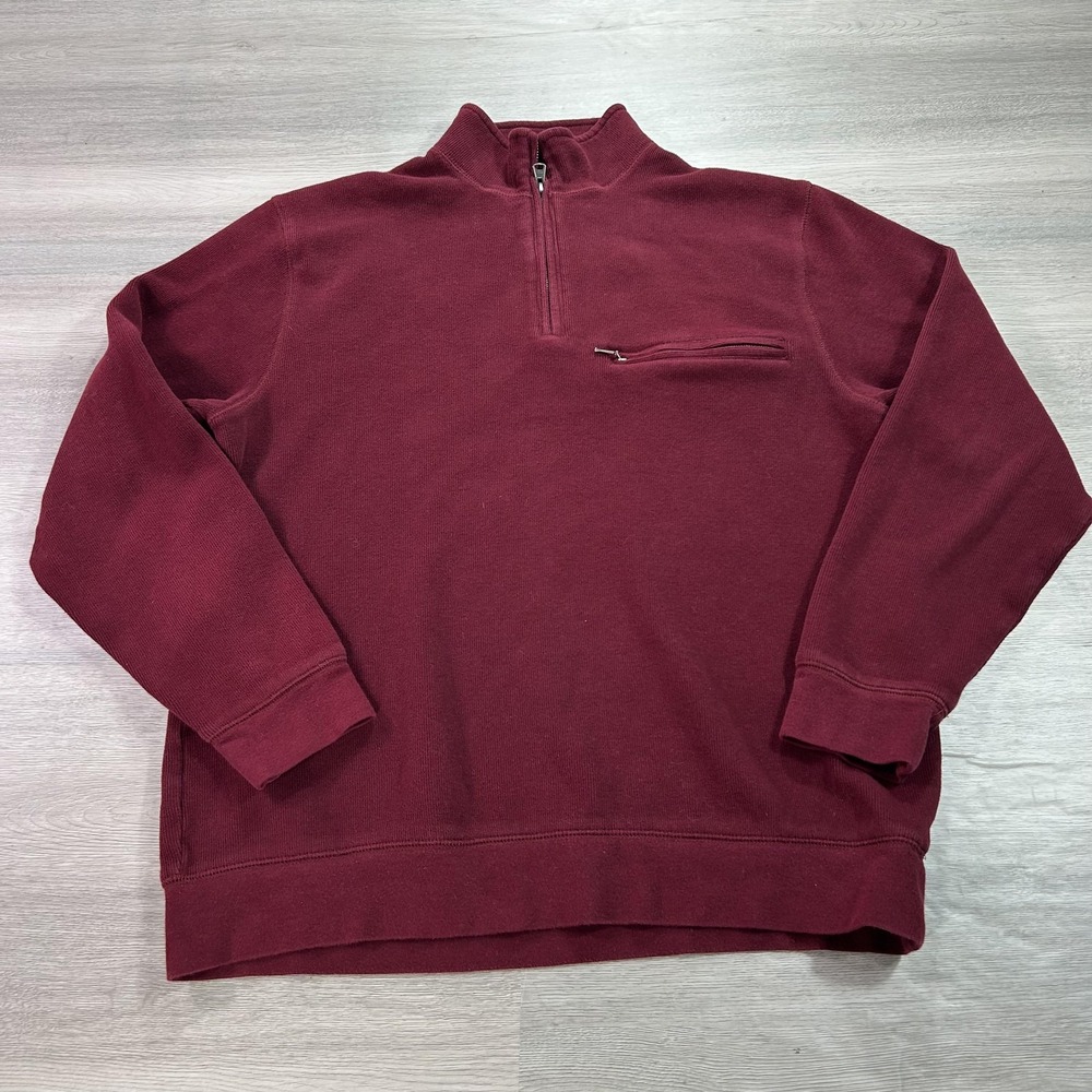 Pendleton Sweater Mens Large Red Quarter Zip Pullover Pocket Outdoor Casual